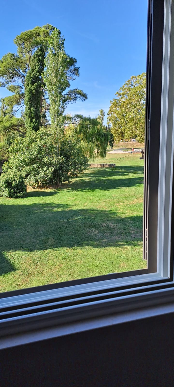 Pogled iz prozora na park