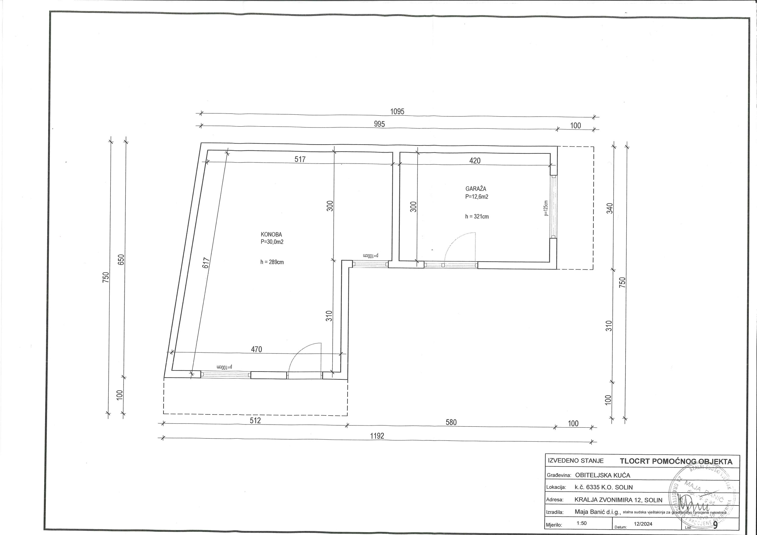 Tlocrt pomoćnog objekta